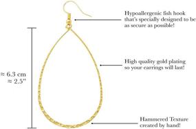 img 2 attached to 💫 Columbus Stunning 14K Gold & Rhodium Plated Teardrop Hoop Earrings with Hammered Texture - Lightweight Statement Accessories