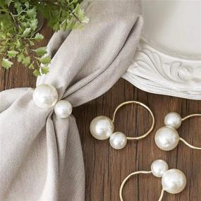 img 3 attached to 🎉 Set of 12 Gold Pearl Napkin Rings - Elegant Serviette Buckle Holder for Easter, Family Gatherings, Dinner Parties, and Weddings - Perfect Decor for Christmas, Thanksgiving, and Special Occasions with Friends and Family