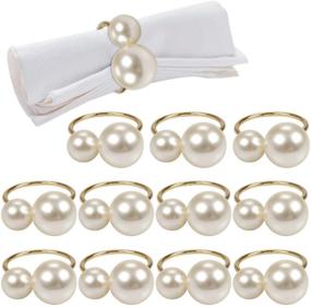 img 4 attached to 🎉 Set of 12 Gold Pearl Napkin Rings - Elegant Serviette Buckle Holder for Easter, Family Gatherings, Dinner Parties, and Weddings - Perfect Decor for Christmas, Thanksgiving, and Special Occasions with Friends and Family