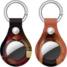 img 1 attached to 👜 Fibuntun Case: Stylish AirTags Holder with Anti-Lost Keychain - Premium Scratch Resistant Protection for Apple Tracker Key Finder 2021 (2Pack, Brown Girl)