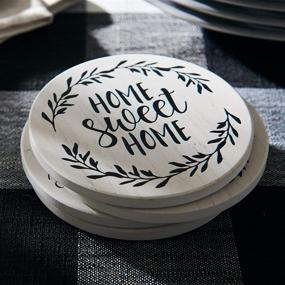 img 1 attached to 🏠 Hoomey Coasters for Drinks - Set of 6 Absorbent Drink Coasters with Holder, Farmhouse Style Ceramic Coasters with Cork Backing - Table Protection & Housewarming Gifts for New Home