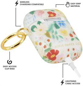 img 1 attached to 🍓 Чехол для наушников Apple AirPods "Clear Strawberry Fields" от Rifle Paper CO. – совместим с AirPods Series 1 и 2