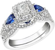 💍 exquisite sheloves princess pear blue sapphire wedding ring set for women sz 5-12 – sterling silver elegance for engagement logo