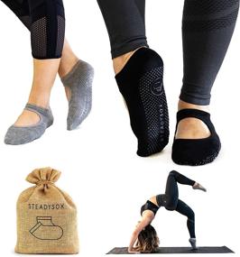 img 4 attached to 🧦 Non-Slip Grip Yoga Socks for Women - SteadySox, ideal for Pilates, Barre, Hospital, Dance & Workouts