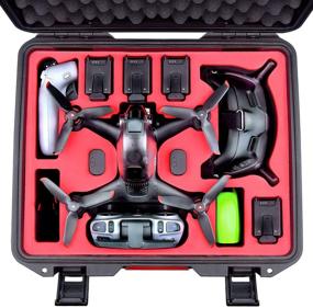 img 4 attached to 🚁 FPVtosky DJI FPV Combo Drone Case - Waterproof Hard Carrying Case for Goggles V2, Motion Controller, Batteries, and Accessories, Including 2 Sets of Propellers
