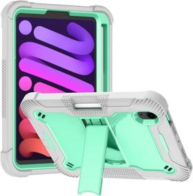 img 4 attached to 📱 Ultimate Protection: Shockproof Heavy Duty Tablet Case for New iPad Mini 6 2021 8.3 inch - Compatible with Apple iPad Mini 6th Gen - Pencil Holder, Stand, and Rugged Protective Cover Included!