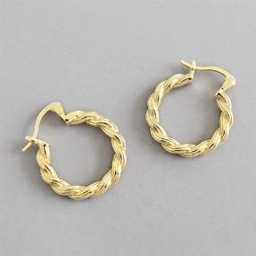 img 2 attached to 💎 Hypoallergenic Chunky Twist Knot Rope Hoop Earrings: S925 Sterling Silver & 14K Gold Filled Jewelry for Women & Girls - Fine Dainty Huggie Hoops - Perfect Gifts for Mom