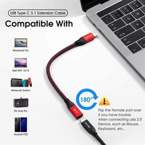 img 1 attached to 🔌 RIITOP 7.8inch Short USB C Extension Cable - Braided Cord Male to Female Extender for Nintendo Switch, MacBook Pro (Thunderbolt 3 Compatible)