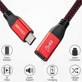 img 2 attached to 🔌 RIITOP 7.8inch Short USB C Extension Cable - Braided Cord Male to Female Extender for Nintendo Switch, MacBook Pro (Thunderbolt 3 Compatible)