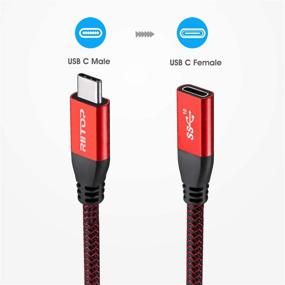 img 3 attached to 🔌 RIITOP 7.8inch Short USB C Extension Cable - Braided Cord Male to Female Extender for Nintendo Switch, MacBook Pro (Thunderbolt 3 Compatible)