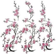 🌸 set of 6 large plum flower patches/small plum slice iron-on patches, 14.2 x 7.5 in, 6.7 x 3.1 in (pink) logo