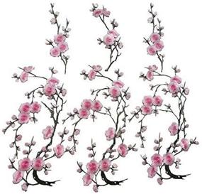 img 4 attached to 🌸 Set of 6 Large Plum Flower Patches/Small Plum Slice Iron-On Patches, 14.2 x 7.5 in, 6.7 x 3.1 in (Pink)