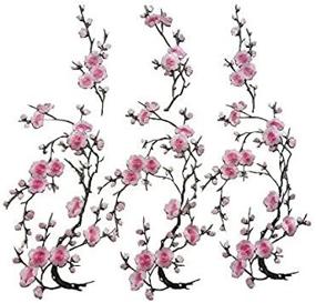 img 1 attached to 🌸 Set of 6 Large Plum Flower Patches/Small Plum Slice Iron-On Patches, 14.2 x 7.5 in, 6.7 x 3.1 in (Pink)