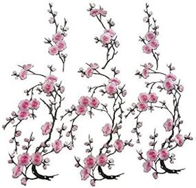 img 3 attached to 🌸 Set of 6 Large Plum Flower Patches/Small Plum Slice Iron-On Patches, 14.2 x 7.5 in, 6.7 x 3.1 in (Pink)