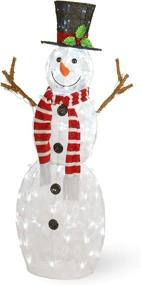 img 4 attached to 🎅 4 ft Snowman Artificial Christmas Decor with Pre-Strung White Lights and Ground Stakes - National Tree Company