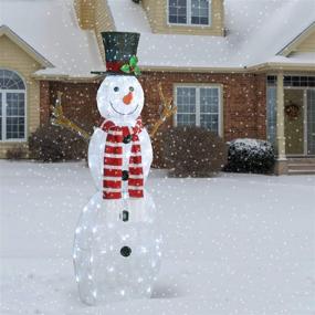 img 3 attached to 🎅 4 ft Snowman Artificial Christmas Decor with Pre-Strung White Lights and Ground Stakes - National Tree Company