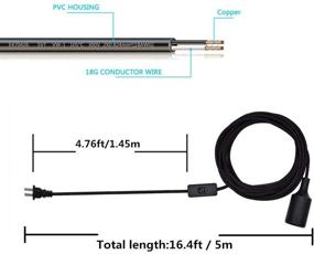 img 4 attached to Vintage Industrial Plug-in Pendant Light Set - 2 Pack, 16.4Ft Cord, 🔌 Edison Style, E26/E27 Base, Black Round Design, Silica Gel Light Socket, On/Off Switch