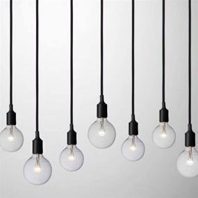 img 2 attached to Vintage Industrial Plug-in Pendant Light Set - 2 Pack, 16.4Ft Cord, 🔌 Edison Style, E26/E27 Base, Black Round Design, Silica Gel Light Socket, On/Off Switch