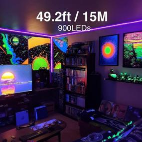 img 3 attached to 🌈 Onforu 49.2ft LED Black Lights Strip Kit: Illuminate Your Space with 900 Lamp Beads and Flexible 15M Black Light LED Strips for Ultimate Glow Parties, Halloween Decorations and More!