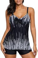 👙 stylish elapsy womens ruffle one shoulder tankini top and black pantskirt swimsuit: elevate your beach look! logo