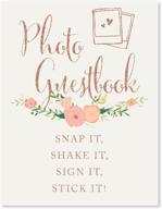 🌸 andaz press wedding party signs: faux rose gold glitter with florals - 8.5x11-inch - photo guestbook snap it, shake it, sign it, stick it - polaroid sign 1-pack - colored decorations logo