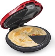 10-inch electric quesadilla maker with extra stuffing latch - taco tuesday deluxe, red логотип