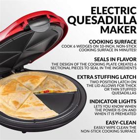 img 3 attached to 10-Inch Electric Quesadilla Maker with Extra Stuffing Latch - Taco Tuesday Deluxe, Red