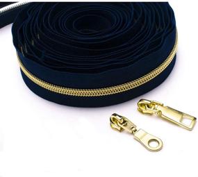 img 1 attached to 🔗 Metallic Navy Zipper by The Yard - 5 Yards of Nylon Coil Zippers for Sewing, Upholstery, DIY Crafts, Bags, and Purses. Includes 10 Gold Sliders - Tailor and Sewing Enthusiasts' Essential!