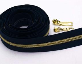 img 2 attached to 🔗 Metallic Navy Zipper by The Yard - 5 Yards of Nylon Coil Zippers for Sewing, Upholstery, DIY Crafts, Bags, and Purses. Includes 10 Gold Sliders - Tailor and Sewing Enthusiasts' Essential!