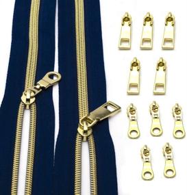 img 4 attached to 🔗 Metallic Navy Zipper by The Yard - 5 Yards of Nylon Coil Zippers for Sewing, Upholstery, DIY Crafts, Bags, and Purses. Includes 10 Gold Sliders - Tailor and Sewing Enthusiasts' Essential!