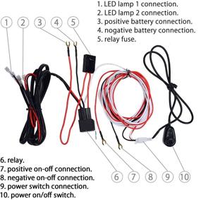 img 3 attached to KAWELL Universal 2 Lead LED Light Bar Wiring Harness Kit: Reliable, Waterproof 12V 40A Fuse Relay for Offroad, Driving, Fog, and Work Lights