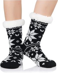 img 4 attached to 🧦 Winter Cozy Fuzzy Socks Women Fluffy Socks with Grip - Century Star Anti Slip Slipper Socks for Christmas