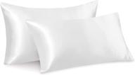 🛏️ leeden satin pillowcase set: hair and skin friendly standard size breathable pillow cases - white, 2 pack (20x26 inches) logo