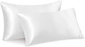 img 4 attached to 🛏️ Leeden Satin Pillowcase Set: Hair and Skin Friendly Standard Size Breathable Pillow Cases - White, 2 Pack (20x26 Inches)