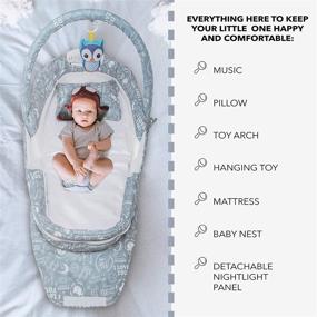 img 3 attached to 👶 Маленький Jumbl Snuggle Nest: Портативная складная детская кроватка с ночным светом, музыкальным проигрывателем, подвесной игрушкой и ручкой для переноски - максимальный комфорт и удобство для вашего малыша!