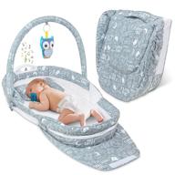 👶 lil' jumbl snuggle nest: portable foldable baby travel bed with night light, music player, hanging toy, and carry handle - ultimate comfort and convenience for your little one! logo