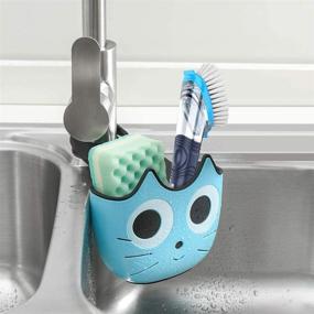 img 4 attached to 🧽 Adjustable Hanging Kitchen Sink Caddy Sponge Holder with Drain Basket - Organize Your Kitchen, Bathroom, and Workplace (1pcs)