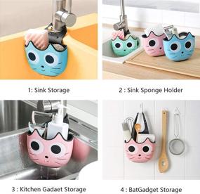 img 2 attached to 🧽 Adjustable Hanging Kitchen Sink Caddy Sponge Holder with Drain Basket - Organize Your Kitchen, Bathroom, and Workplace (1pcs)