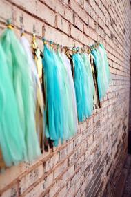 img 1 attached to 🧜 Fonder Mols Tissue Paper Tassel Garland: Mermaid Party Decor Pack of 30 (White Mint Aqua Gold) – Ideal for First Birthdays and Hanging Decorations!