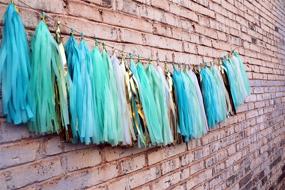 img 4 attached to 🧜 Fonder Mols Tissue Paper Tassel Garland: Mermaid Party Decor Pack of 30 (White Mint Aqua Gold) – Ideal for First Birthdays and Hanging Decorations!