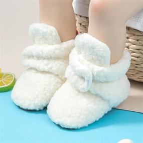 img 2 attached to 👶 Meckior Cozy Fleece Booties with Grip Soles for Infant Girls and Boys - First Toddler Shoes, Newborn Baby Shoes, Slippers