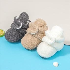 img 3 attached to 👶 Meckior Cozy Fleece Booties with Grip Soles for Infant Girls and Boys - First Toddler Shoes, Newborn Baby Shoes, Slippers