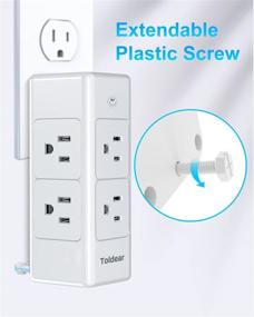 img 3 attached to Toldear Multi Plug Outlet 💡 Extender with Rotating Plug - White