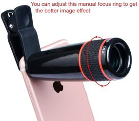 img 1 attached to 📷 Apexel 4 in 1 Camera Lens Kit - 12x Black Telephoto Lens, Silver Fisheye, Wide Angle, Macro Lens - Universal Clip for iPhone, iPad, Samsung Galaxy, Sony, LG, Motorola, HTC