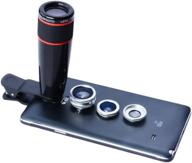 📷 apexel 4 in 1 camera lens kit - 12x black telephoto lens, silver fisheye, wide angle, macro lens - universal clip for iphone, ipad, samsung galaxy, sony, lg, motorola, htc logo