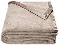 spencer & whitney bed blankets: luxurious nordic wool throw & queen-sized beige herringbone blanket for cozy comfort logo