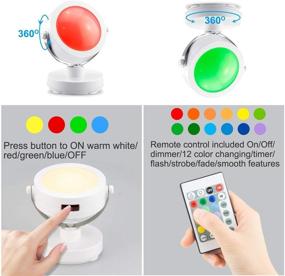 img 3 attached to LUXSWAY Battery Operated Accent Lights with 360° Rotating Head, Wireless Spotlights for Indoor, 12 Color Changing Remote Up/Down Lighting, Dimmable Picture Lights, Puck Light Stick-on for Dartboard