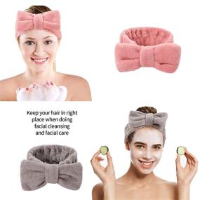 img 1 attached to 🎀 Color A Microfiber Facial Makeup Headband: Spa Bowtie Headband for Women & Girls, Ideal for Face Wash & Hair Care