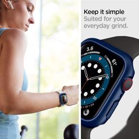 img 2 attached to 💙 Чехол Spigen Thin Fit для Apple Watch - 44 мм Серия 6/SE/5/4 Голубой Дизайн для Улучшенной Защиты