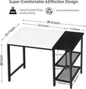 img 2 attached to 💻 Compact White Computer Desk with Storage Shelves - 40 Inch Home Student Desk for Bedroom, Dorm Study, PC, Laptop - Work Writing Table by Lufeiya (White Black)